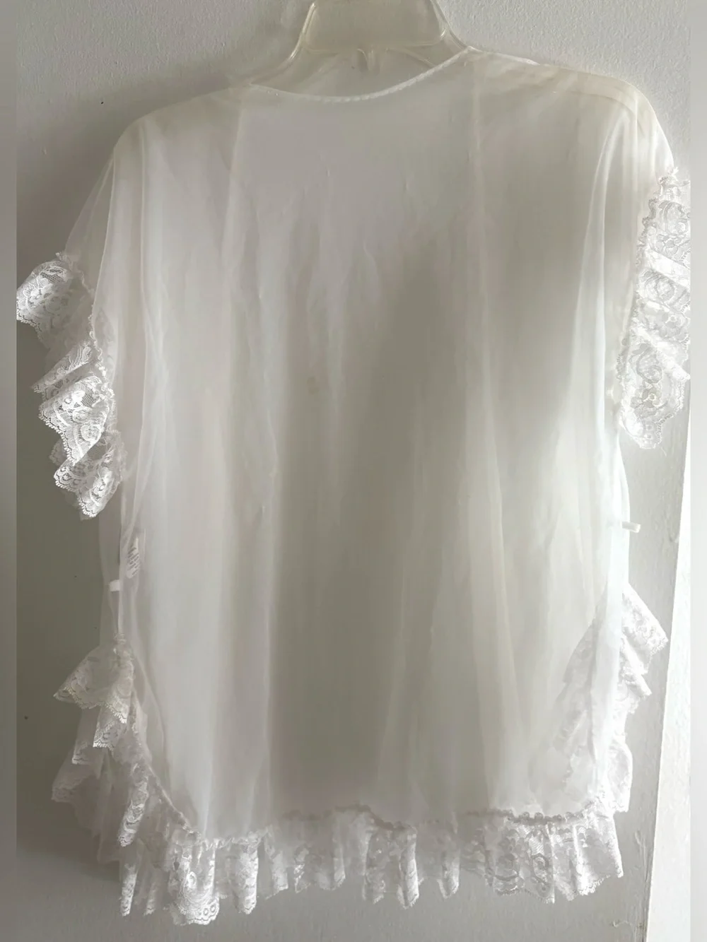 Frederick's of Hollywood Sheer White Lace Bed Jacket M